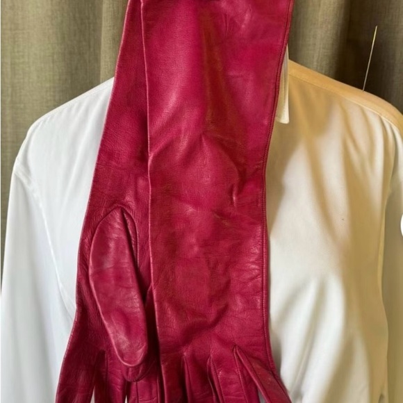 Pink Opera-Length Leather Gloves - Picture 2 of 3